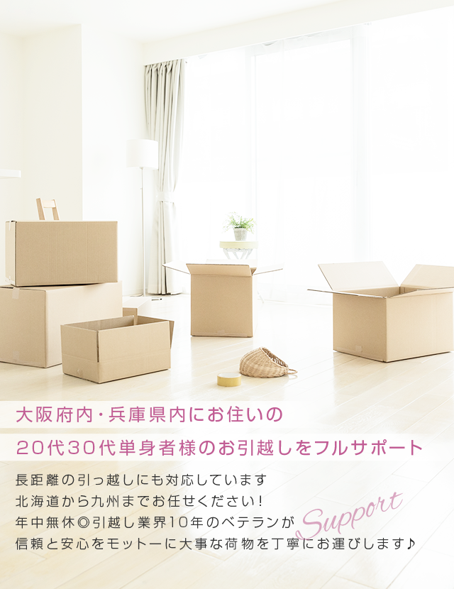 大阪府の格安・丁寧な単身ミニ引越しなら引越ベンリーダ
